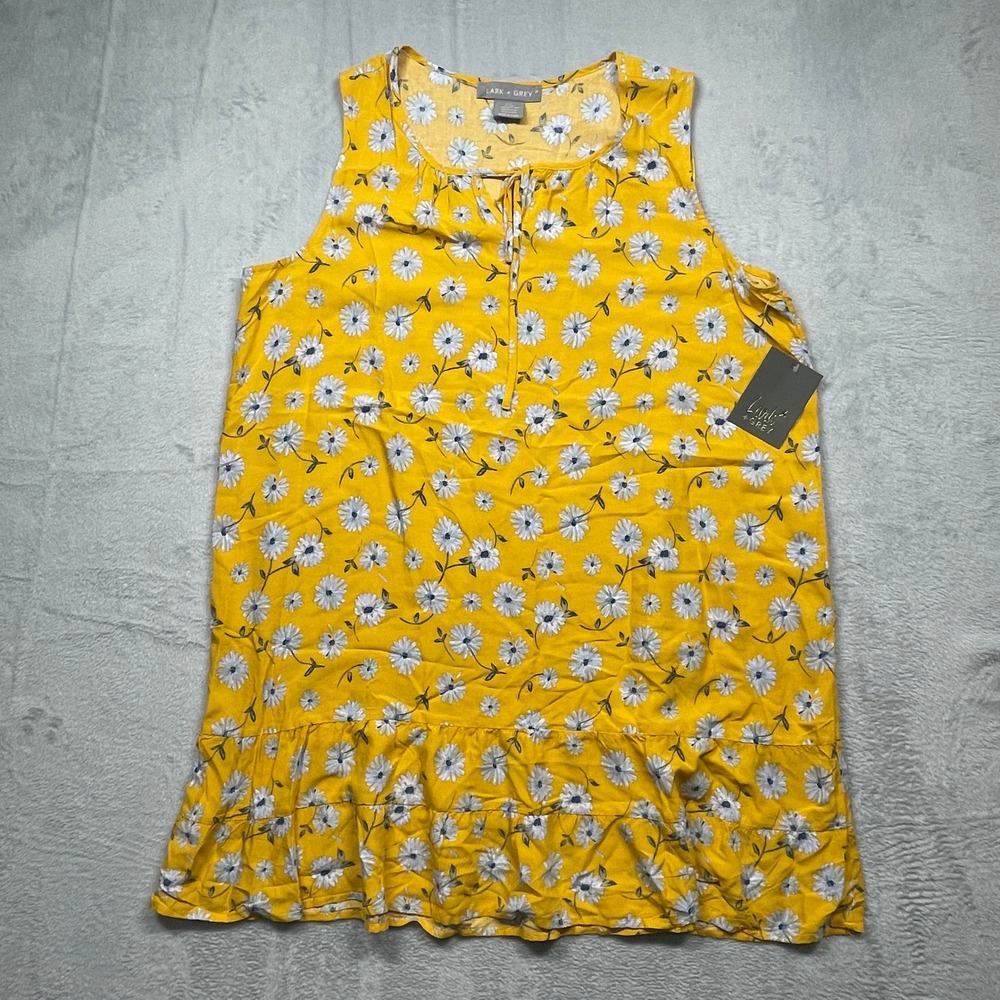 Lark + Grey Dress Womens 2XL Yellow Daisy Floral Sleeveless Ruffle